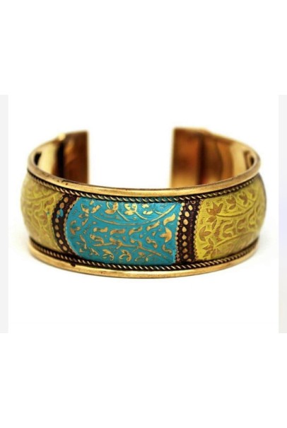 Indian patina brass embossed cuff bangle